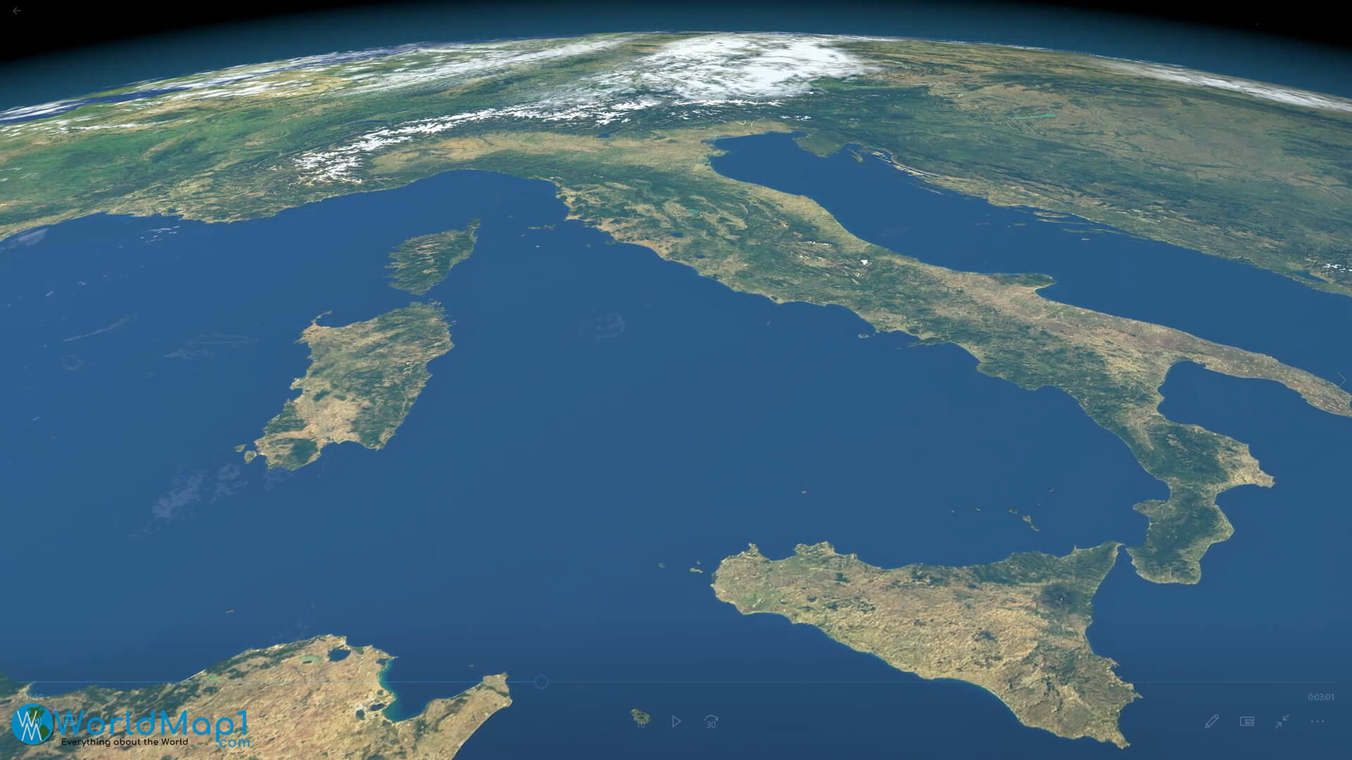Italy and Corsica Satellite Map